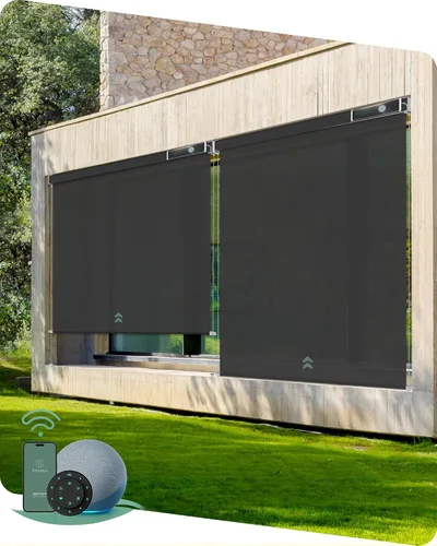 Vista 16 de Yoolax Persianas motorizadas personalizadas para exterior, persianas inteligentes compatibles con Alexa Google, persianas impermeables con control