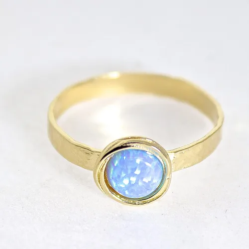 Vista 47 de Anillo de oro de piedras preciosas, anillo de piedra chapada en oro de 14 quilates, anillo de piedra apilable, anillo de oro de piedra pequeña