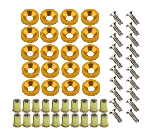 Vista 6 de Kit de 20 piezas para vestir motor: arandelas de aluminio, pernos y tuercas de remache (negro)