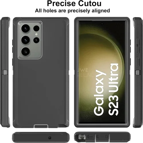 Vista 5 de Funda para Samsung Galaxy S23 Ultra, S23 Ultra con protector de pantalla de TPU flexible autorreparable [2 unidades], funda resistente 3 en 1