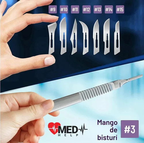 Vista 2 de MedHelp Mango de bisturí n.º 3, paquete de 3 asas