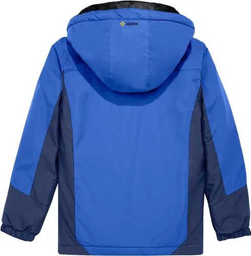 Vista 2 de GEMYSE Chaqueta de esquí impermeable para niños, chaqueta de invierno a prueba de viento con capucha