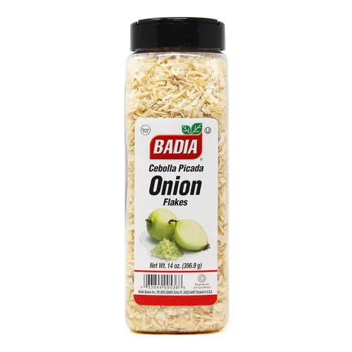Vista 2 de Badia Copos de cebolla, 14 onzas, cebolla seca multiusos para sopas, guisos, salsas, carnes, verduras y recetas diarias, sin gluten