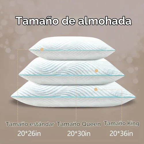 Vista 8 de Juego de 2 almohadas de tamaño estándar, almohadas de espuma viscoelástica frescas ajustables para dormir, para dormir boca arriba y de lado Azul