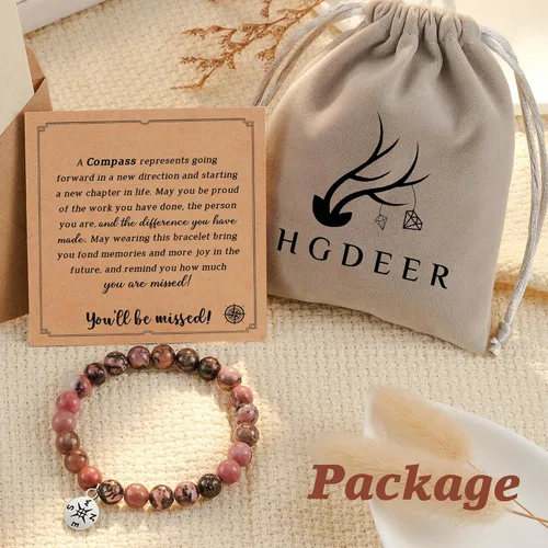 Vista 6 de HGDEER Pulsera de jubilación de piedra natural para mujeres/hombres 2024, regalos de despedida de despedida, regalo de San Valentín para compañeros