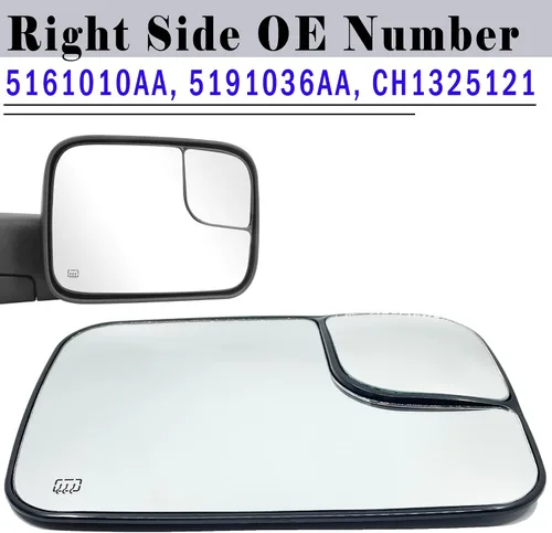 Vista 3 de 5161010AA - Espejo retrovisor con calefacción lateral derecho compatible con Dodge Ram 1500 2500 3500 Passenger Power Heated Convexo Espejo