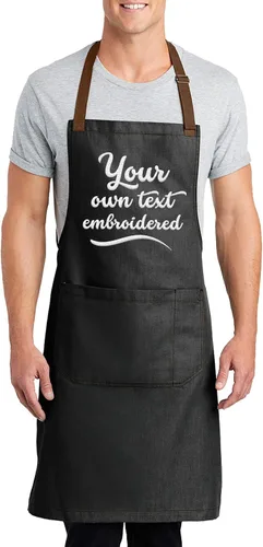 Vista 8 de TEEAMORE Custom Embroidered Aprons for Women Men Add Your Text Chef Kitchen Grill Apron Gris ceniza