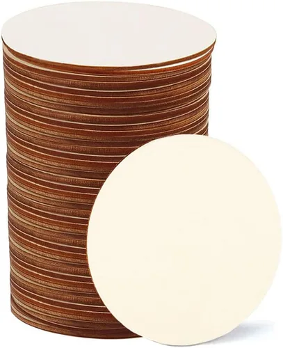Vista 6 de 100 círculos de madera de 3 pulgadas, círculos de madera sin terminar, recortes de disco redondos en blanco para manualidades, pintura, tinción