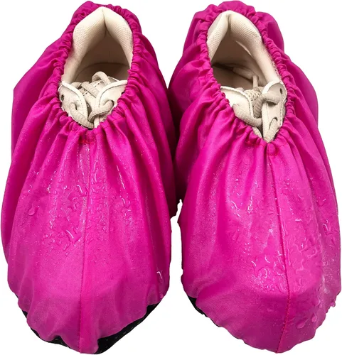 Vista 5 de 5 pares de cubiertas impermeables antideslizantes lavables reutilizables para botas, protectores para zapatos de interior (XL, fucsia)