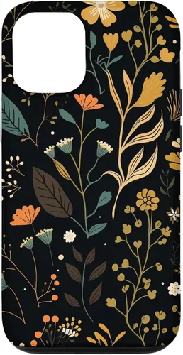 Vista 28 de Floral Aesthetic Simple Boho Modern Botanical Flowers Black Case for iPhone 17