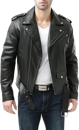 Vista 3 de BGSD Chaqueta clásica de cuero de vaca para hombre (también disponible en tallas grandes y altas)