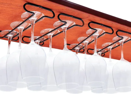 Vista 11 de Estante para copas de vino de 10 pulgadas debajo del gabinete, estante para almacenamiento de copas colgantes, organizador de vasos con secado