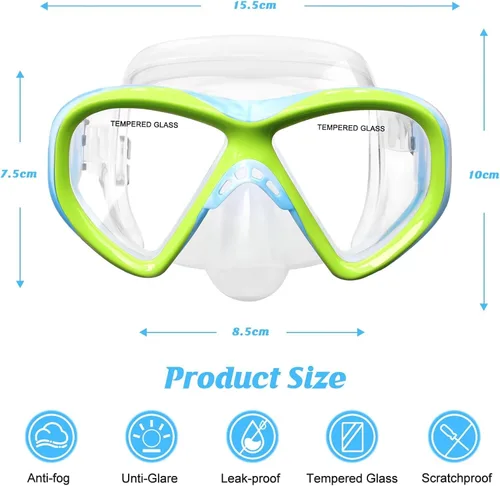 Vista 2 de Gafas de natación para niños, máscara de buceo para niños y niñas de 5 a 15 años, gafas de natación antivaho con cubierta para la nariz