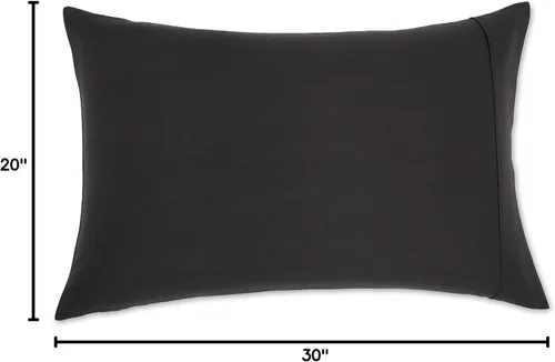 Vista 5 de Amazon Basics Juego de 2 Fundas de Almohada Estándar - Microfibra Ligera, Súper Suave de Fácil Cuidado, Negro, 30" L x 20" A, Almohadas No Incluidas