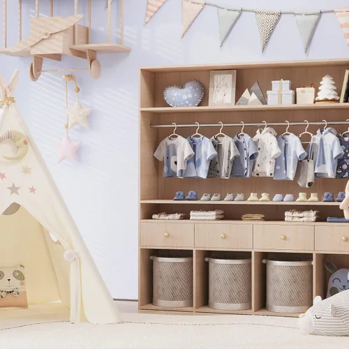 Vista 7 de Perchas para bebé, paquete de 60 perchas de plástico para niños pequeños, niños, guardería, ropa recién nacida, organización de armario, color blanco
