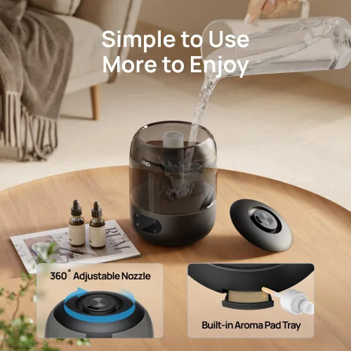 Vista 7 de DREO Humidificadores para dormitorio, 3L de llenado superior 30H y 26dB Tiempo de funcionamiento silencioso para habitaciones grandes, humidificador