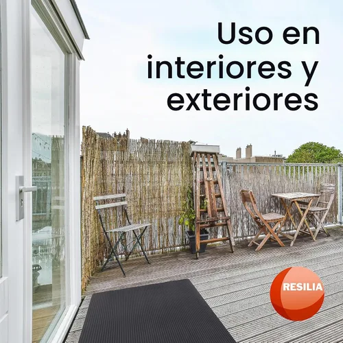 Vista 3 de RESILIA Tapete de piso de plástico negro - Vinilo impermeable con nervadura ancha en relieve, alfombrilla protectora resistente para suelos