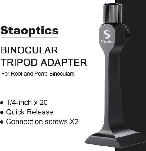 Vista 2 de Adaptador de trípode binocular de liberación rápida con base de montaje de 1.4 a 20 pulgadas, accesorios extraíbles para techo de 8 x 42, 10 x 50