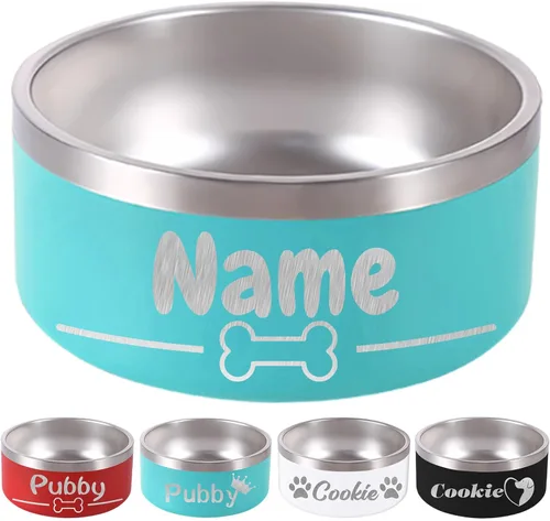 Vista 15 de Custom Dog Bowl Personalized Dog Bowls with Name Stainless Steel Non-Slip Negro