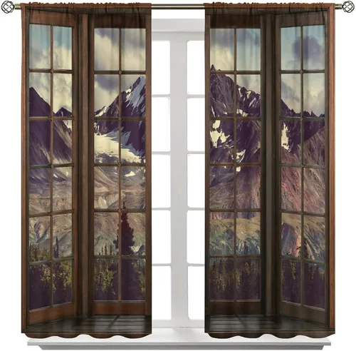 Vista 88 de Cortinas de paisaje, ventana 3D, primavera, bosque, vida silvestre, paisajes de naturaleza, dormitorio, sala de estar, cortinas térmicas opacas de 2