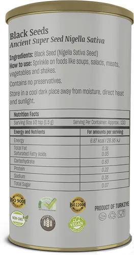 Vista 2 de TALYA Semillas de comino negro, 7 oz (200 g) – Semilla antigua de alta calidad, Nigella Sativa, apoyo inmunológico, alta timoquinona, sin gluten