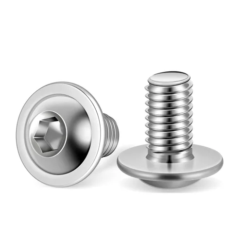 Vista 4 de M3-0.5 x 8 mm Tornillos de cabeza de botón con brida, tornillos de cabeza de zócalo, acero inoxidable 18-8 (304), acabado brillante, rosca completa