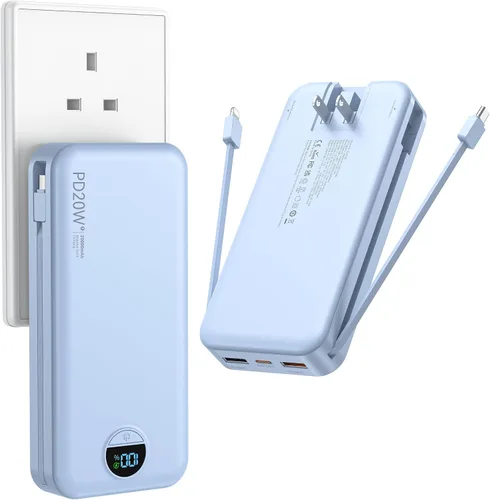 Vista 14 de Ffnpua Cargador portátil Power Bank 10000mAh PD20W con cables incorporados