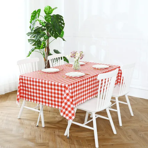 Vista 27 de Romanstile Mantel rectangular de vinilo, 100% impermeable, mantel de plástico a cuadros de búfalo, resistente y lavable para exteriores, campamento