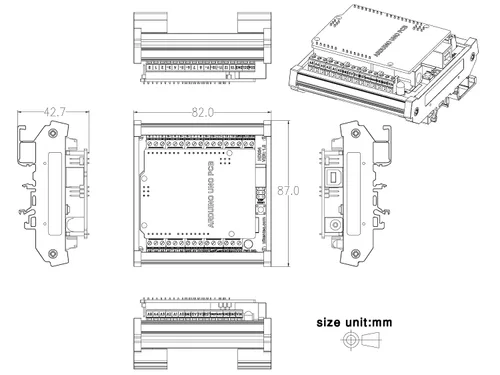 Vista 8 de Módulo de bloque de terminales de ruptura de pinout de montaje en carril DIN para Arduino UNO R3