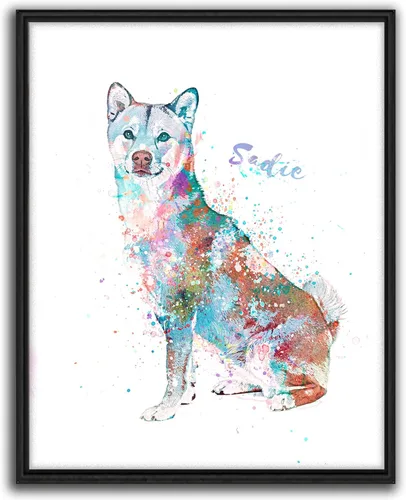 Vista 10 de Personal-Prints Regalo de arte personalizado para pared de perro, impresión artística moderna personalizada única de estilo acuarela La raza