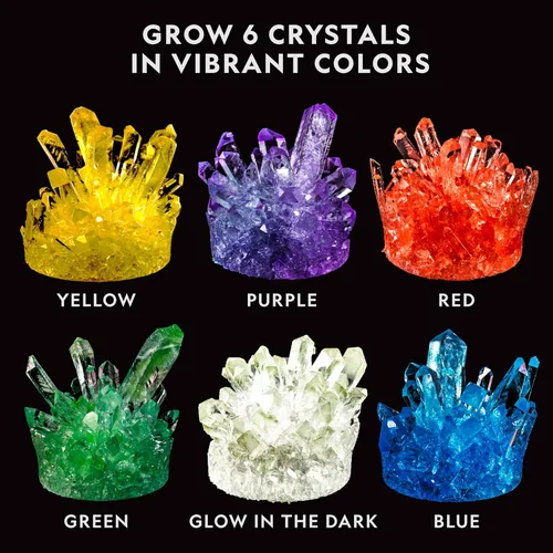 Vista 3 de National Geographic - Kit de cultivo de megacristales para niños, 6 cristales con soporte iluminado, regalos de ciencia para niños de 8 a 12 años