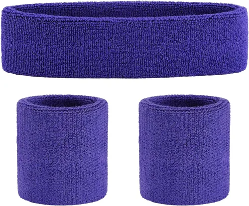 Vista 129 de ONUPGO - Conjunto de diadema y muñequeras deportivas para el sudor, hechas de algodón con bucles, muñequeras, contra humedad