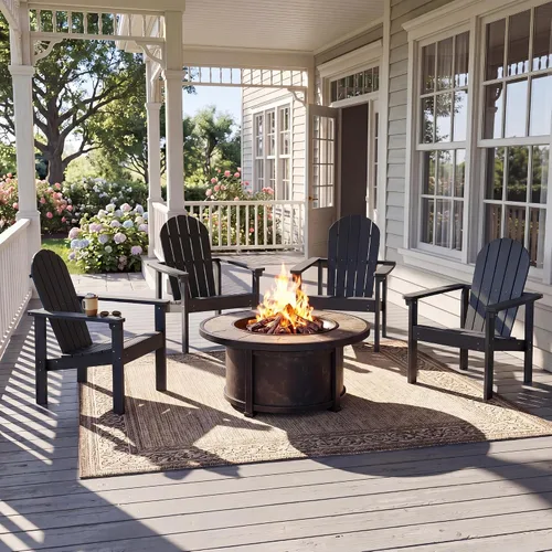 Vista 9 de SERWALL Silla Adirondack moderna apilable, silla de patio al aire libre de HDPE con diseño que ahorra espacio, silla para hoguera para todo