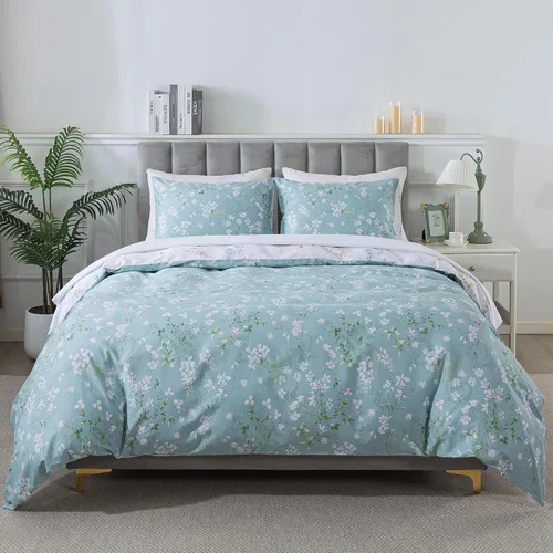 Vista 97 de HoneiLife Juegos de Fundas de Edredón Twin - Funda de Edredón Floral 100% Algodón, Juego de Ropa de Cama Transpirable de 2 Piezas con Cierre