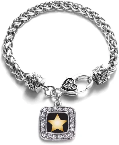 Vista 223 de Pulsera de dijes cuadrados de plata con joyería de circonita cúbica