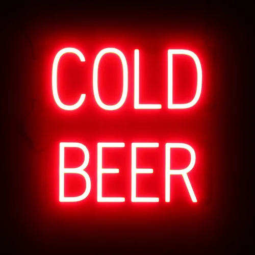 Vista 10 de SpellBrite Letrero de cerveza fría Letrero relacionado con la cerveza con aspecto de neón, fuente de luz LED verde 16.8 x 15.0 pulgadas