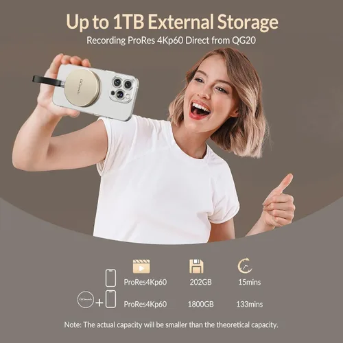 Vista 5 de GiGimundo GQ20 SSD portátil magnético USB-C ultradelgado de 1 TB – Max 20Gbps de alta velocidad, compacto y elegante unidad externa para Windows
