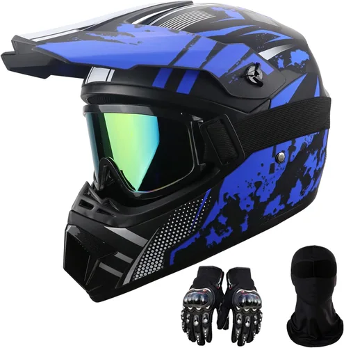 Vista 7 de Motorcycle Dirt Bike Helmet Full Face Motocross Helmets for Outdoor Sports Off Road Racing Mountain Bike Men Women Off-Road Helmet Gloves Goggles