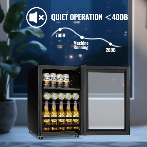 Vista 6 de Refrigerador de bebidas de 1.3 pies cúbicos, mini refrigerador para refrescos, cerveza o latas, enfriador de bebidas personal, 7 modos, estantes