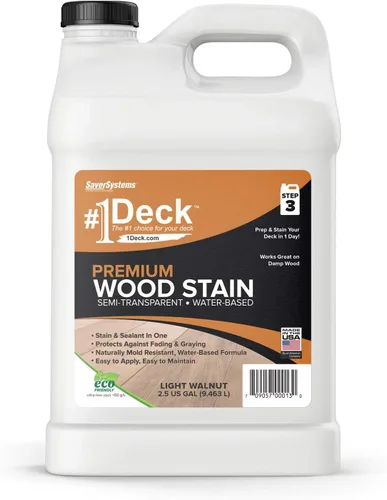 Vista 12 de #1 Deck Premium - Tinte y sellador de madera semitransparente para exteriores en uno - Tinte de madera a base de agua para cubiertas, vallas