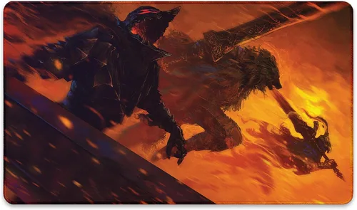 Vista 2 de Brothers in Arms (cosidos) – Tapete MTG de Anato Finnstark, Berserk, Dark Souls Anime – Compatible con Magic The Gathering Playmat – Play MTG