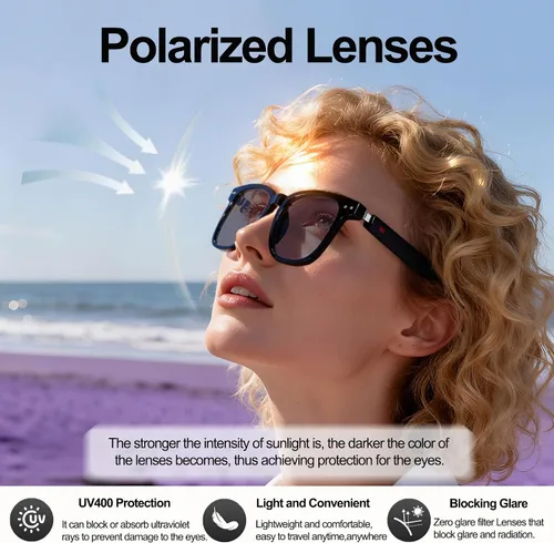 Vista 5 de Lentes de traducción Bluetooth inalámbricos inteligentes AI para hombres/mujeres con altavoces/Bluetooth y más de 140 idiomas traducción