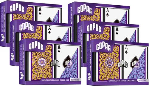 Vista 10 de Copag 1546 Neoteric Design - Juego de cartas 100 % de plástico, tamaño de póquer (estándar) violeta/amarillo/azul (índice jumbo, 1 juego)
