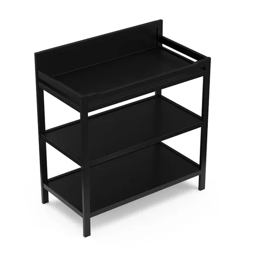 Vista 5 de Storkcraft Cambiador Alpine (negro) – Cambiador de guardería con certificado GREENGUARD Gold, incluye cambiador resistente al agua, 2 estantes