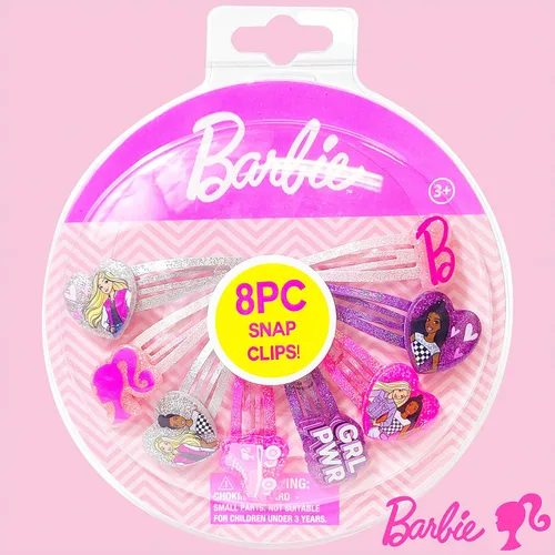 Vista 7 de LUV HER Clips de pelo Barbie para niñas, clips de presión, paquete de 8, multicolor, para edades 3+