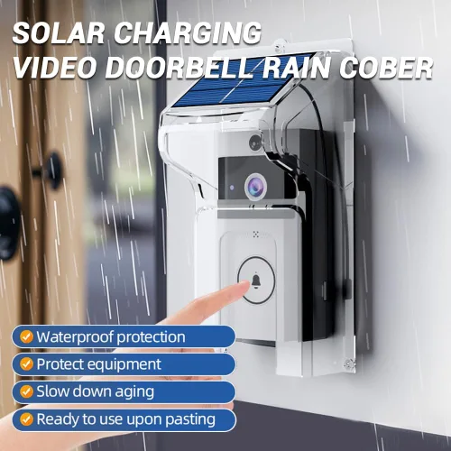 Vista 7 de Soporte de timbre de anillo con cargador solar, cubierta impermeable para timbre de puerta compatible con Ring & Blink Protector ajustable con panel