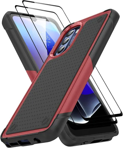 Vista 13 de Jeylly para Moto G Stylus 5G 2021 Funda con [2 Pack] Protector de Pantalla de Vidrio Templado, Protección Grado Militar Anti-Arañazos, Funda A