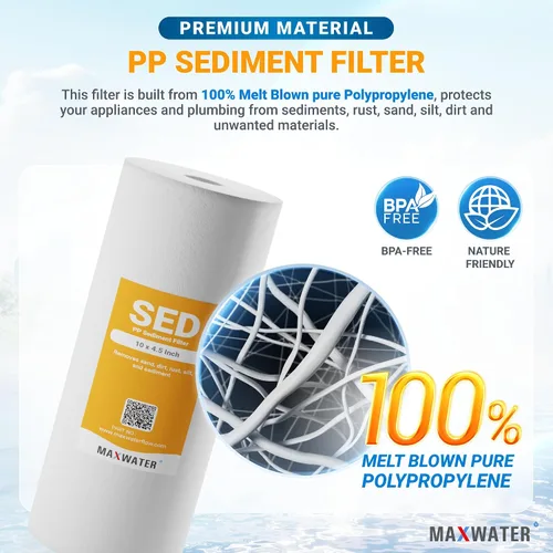 Vista 3 de Max Water Cartucho de filtro de agua de repuesto para toda la casa de 1 micrón, 10 x 4.5 pulgadas, compatible con DGD-5005, AP810, WFHD13001B