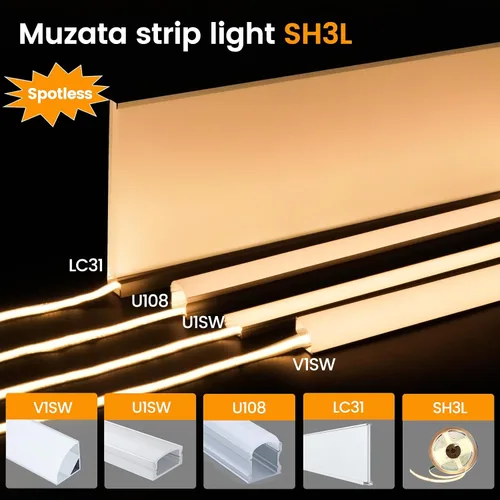 Vista 4 de Muzata 5M/16.4FT 320LED/m Tira de luces LED COB de alta densidad DC24V 3000K Blanco cálido impecable se adapta al canal LED U1SW U108 U103 Tira