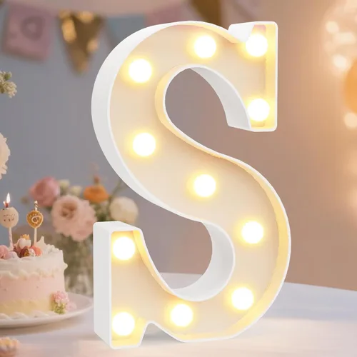 Vista 47 de Pooqla Letras con luces LED de marquesina, letras decorativas iluminadas en blanco cálido y blanco frío, letras del alfabeto iluminadas para niños